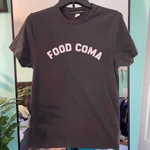 Lulusimon Studio Food Coma Graphic Tee Charcoal Gray Cotton T-Shirt Small